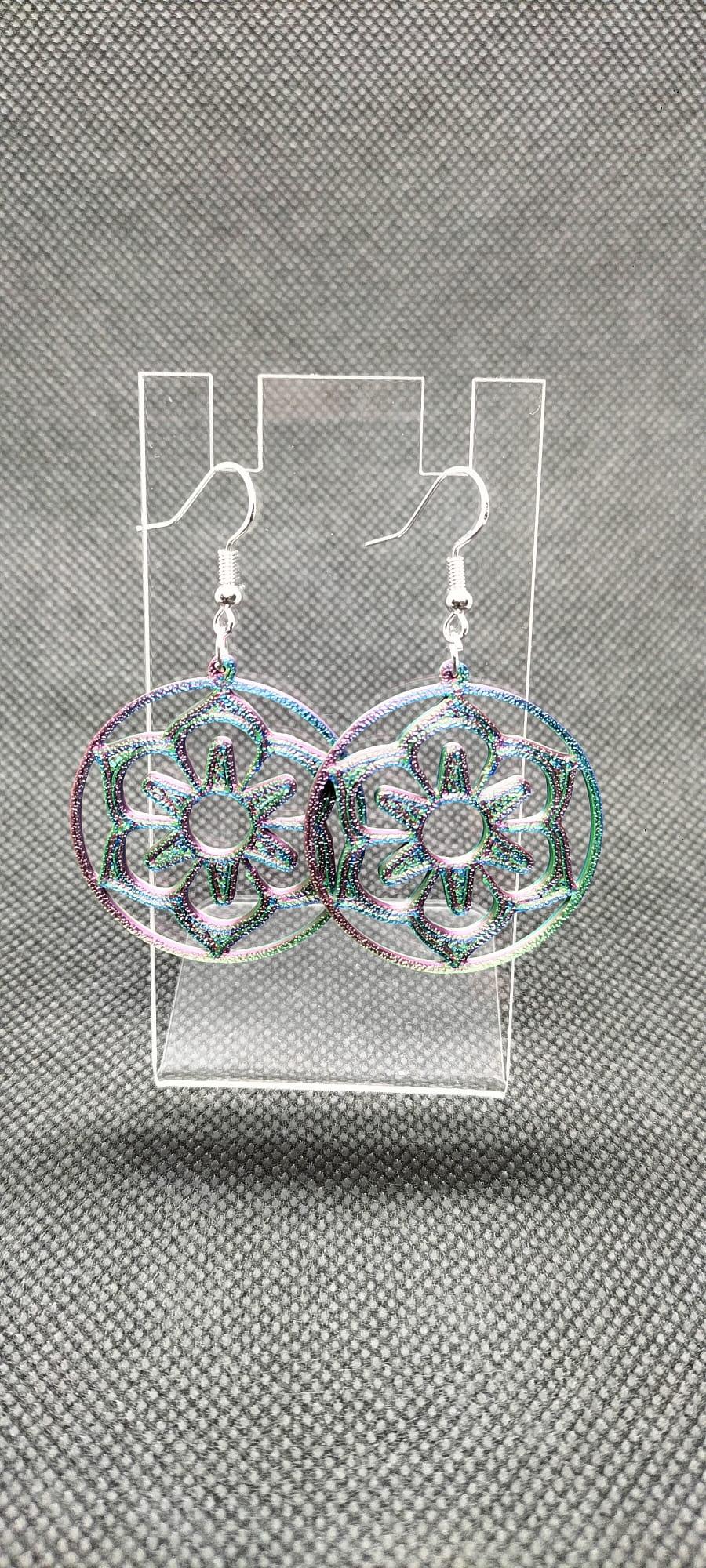 Mandala oorbellen tri-toon